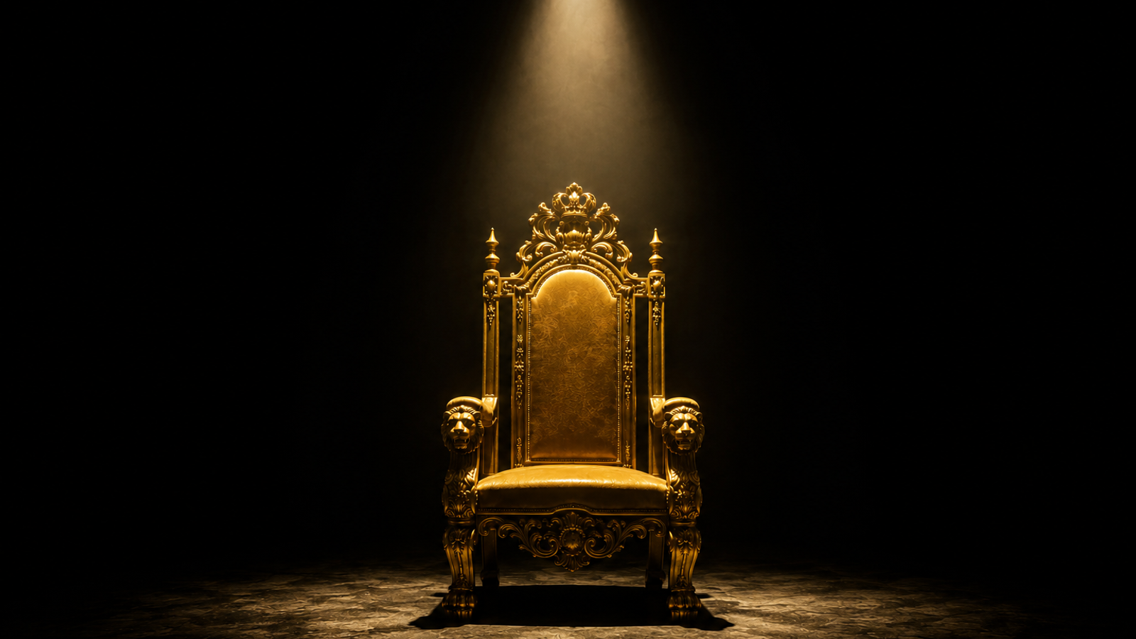 empty throne with spot light shining down