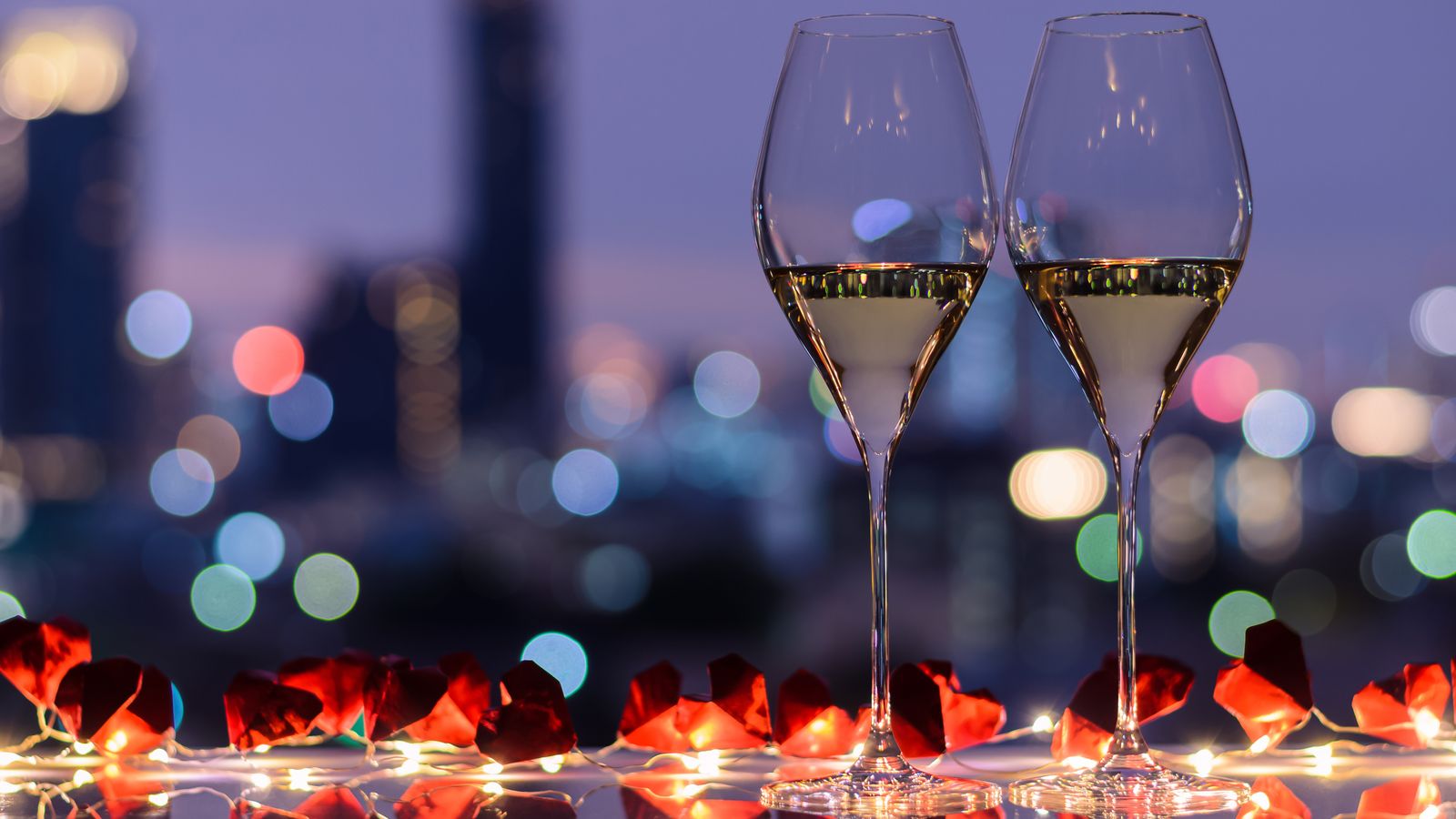 two champagne glasses